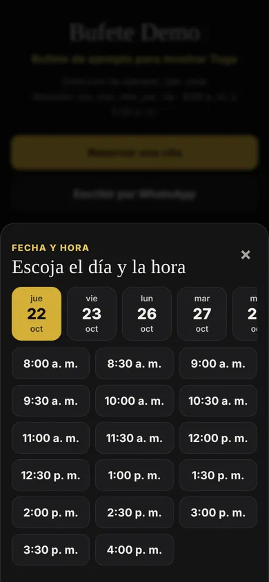 Escoger día y hora de la cita
